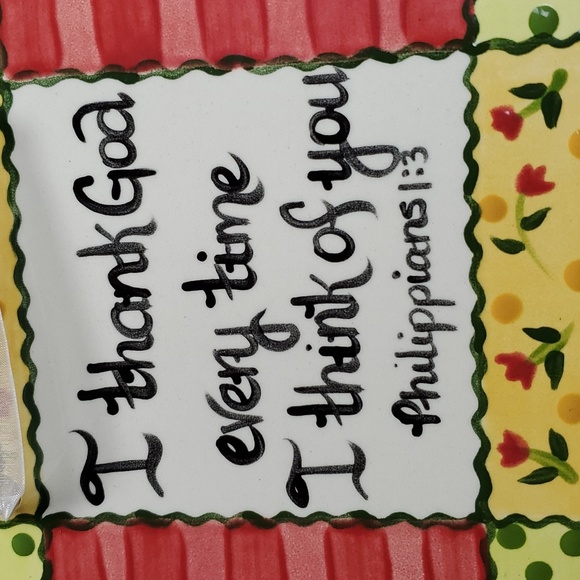 VINTAGE ART OF THE SPRIT SQUARE WALL PLAQUE CERAMIC BIBLE SCRIPTURE HAND PAINTED - Picture 16 of 16